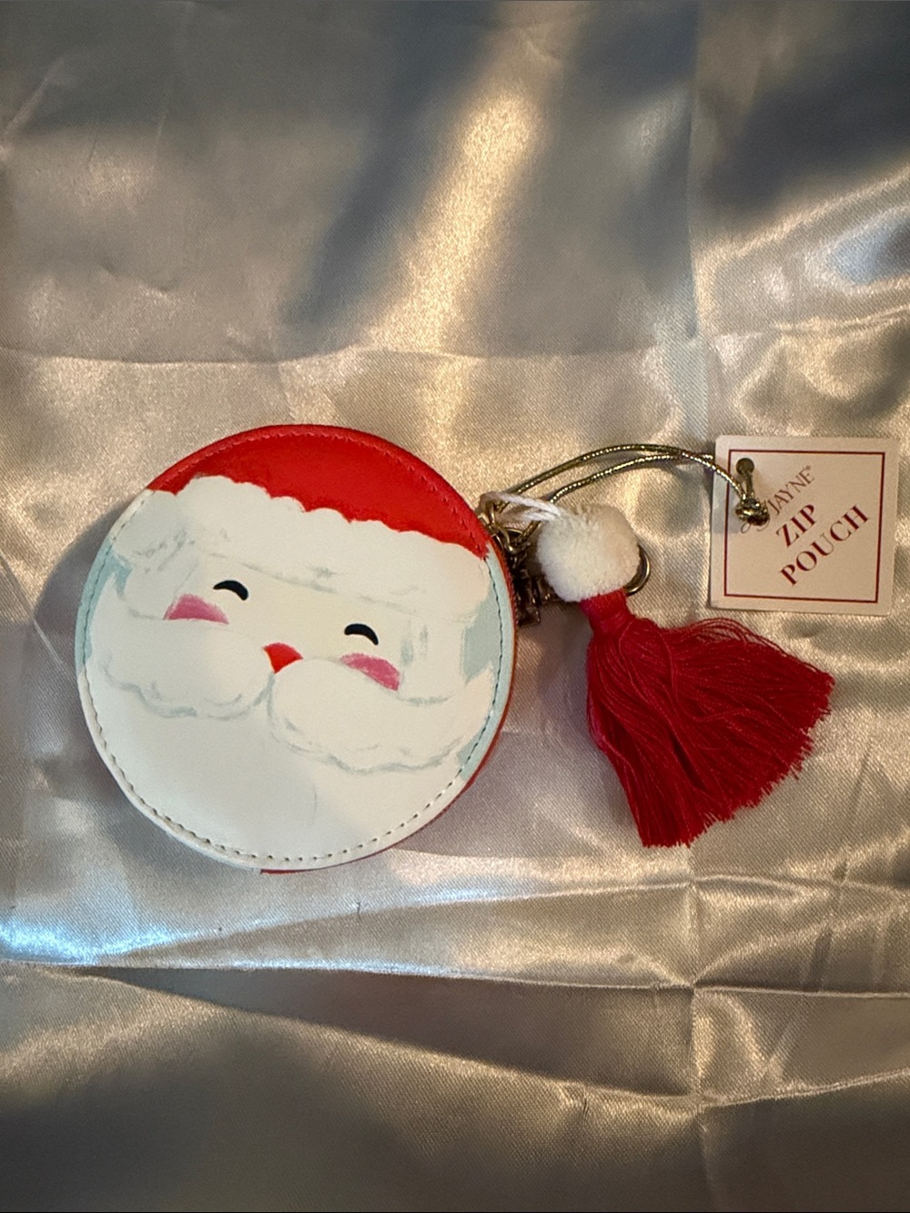 Holiday Kids Santa Zip Pouch with Red Tassel